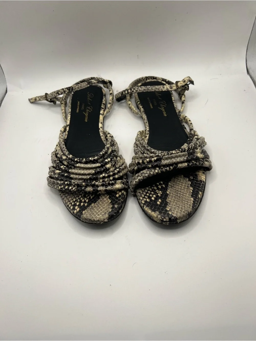 Robert Clergerie Snake-Print Braided Ankle-Strap Sandals - Black & Cream